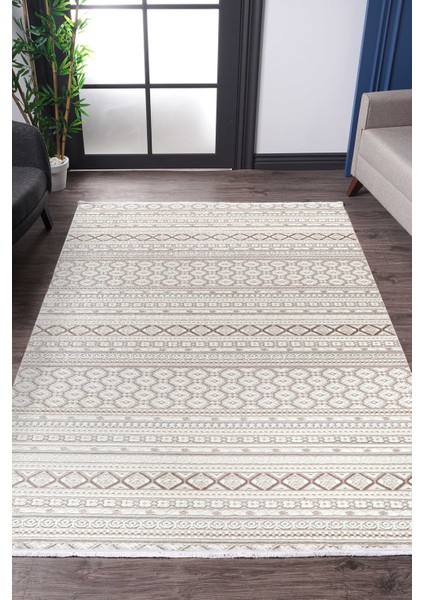 Brıstol BI005 Krem/bej Uzun Ömürlü Yumuşak Dokulu Salon Mutfak Koridor Oturma Odası Yolluk Halı