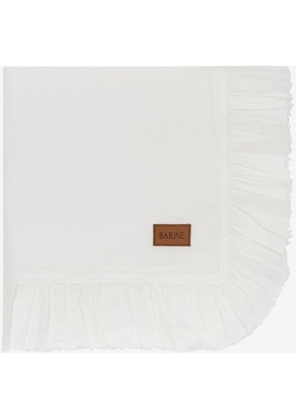 Frilled Keten Masa Örtüsü Beyaz 150 x 250