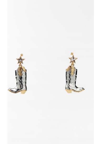 Kovboy Sallantılı Çift Renk Küpe modelleri