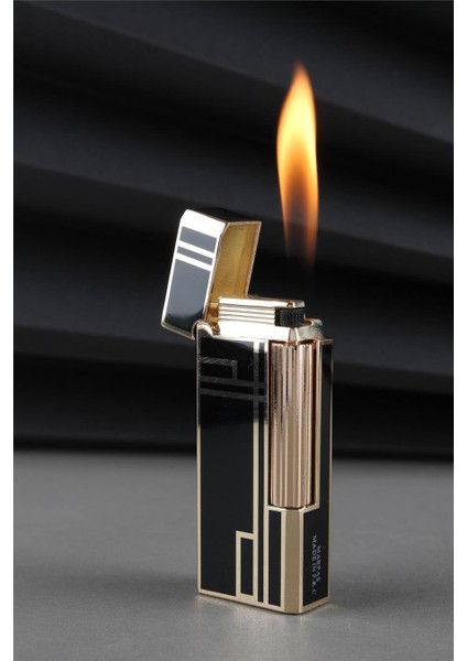 Kapaklı Özel Tasarım Alevli Çizgili Gazlı Çakmak modelleri