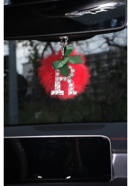 Tilki Tüyü Ponponlu Gümüş Harfli Kurdeleli Dikiz Süsü modelleri