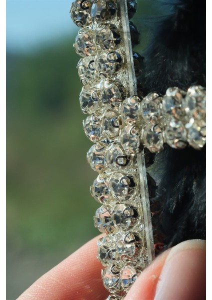 Gümüş 7 cm Dikiz Süsü & Siyah Tüy & Siyah Kurdela modelleri