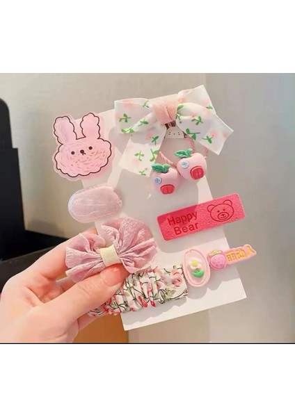 Kawai Kore Japon Y2K Kpop Çiçek Teddy Ayıcık Kelebek Kurdele Fiyonk Kız Çocuk Kadın Saç Toka Set Doğum Günü Hediye