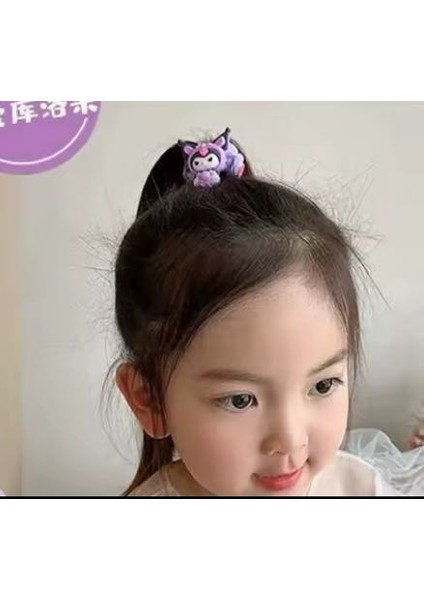 Kuromi Sanrio Kawaii Kore 5li Lastik Simit Saç Toka Set Genç Kız Prenses Doğum Günü Okul Hediye