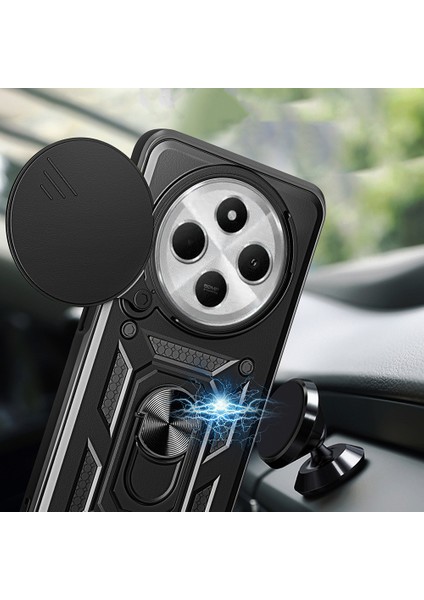 Xiaomi Redmi 14C 4g Kılıf Magnetik Stand Olabilen Kamera Korumalı Vega Kapak - Lacivert