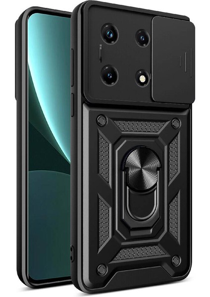 Infinix Note 30 Pro Kılıf Magnetik Stand Olabilen Kamera Korumalı Vega Kapak - Siyah