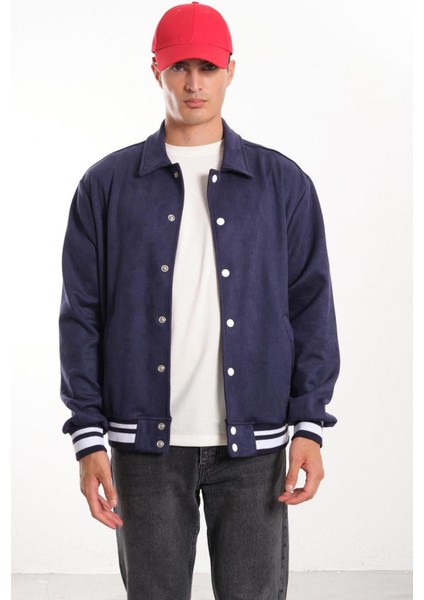 Erkek Indigo Süet Baharlık Mont