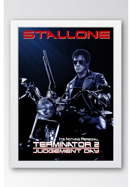 Terminator Stallone Çerçeveli Tablo - Terminatör Film Posteri Tablo