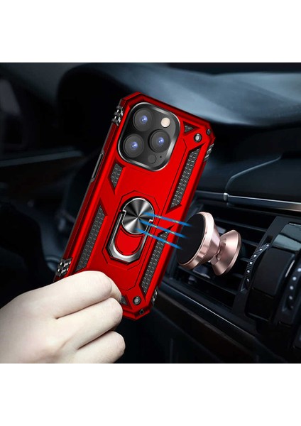 Apple iPhone 15 Pro Max Kılıf Magnetik Stand Olabilen Kamera Korumalı Kapak - Lacivert