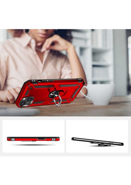 Apple iPhone 15 Kılıf Magnetik Stand Olabilen Kamera Korumalı Kapak - Siyah