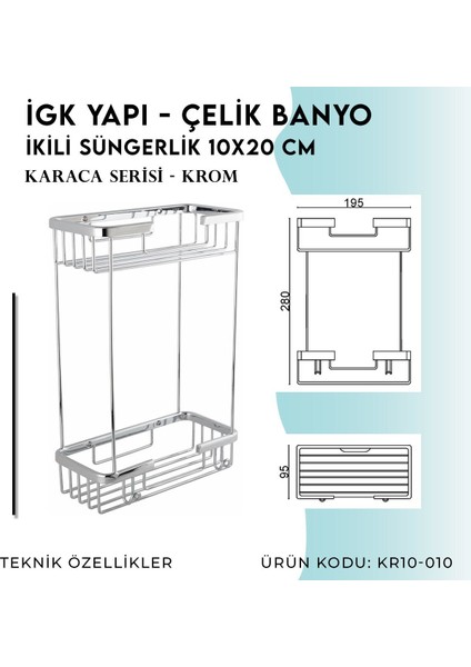 Igk Yapı - Çelik Banyo Karaca İkili Süngerlik (10X20 cm)(KR10-010) fırsatları