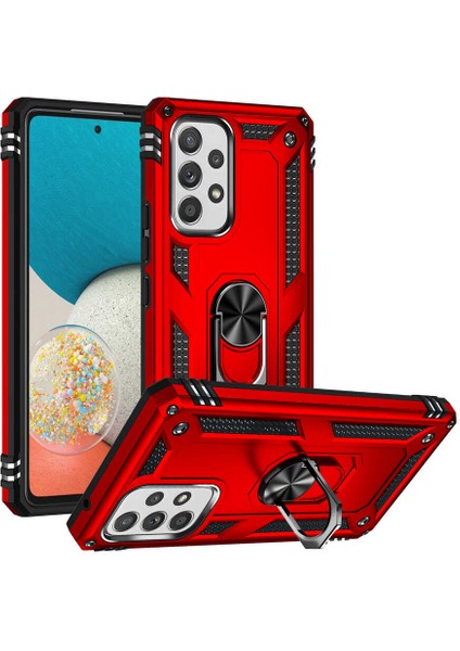 Samsung Galaxy A53 5g Kılıf Magnetik Stand Olabilen Kamera Korumalı Vega Kapak - Kırmızı