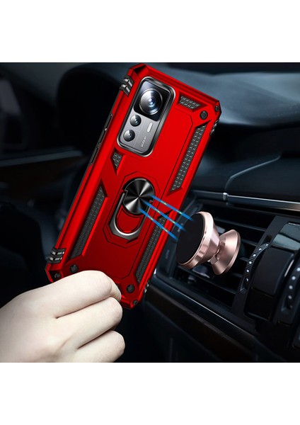 Xiaomi Mi 12T / 12T Pro Kılıf Magnetik Stand Olabilen Kamera Korumalı Kapak - Lacivert fiyatları