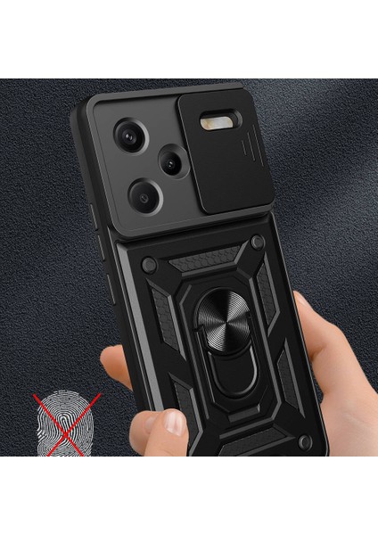 Xiaomi Redmi Note 13 Pro Plus Kılıf Magnetik Stand Olabilen Kamera Korumalı Kapak - Lacivert modelleri