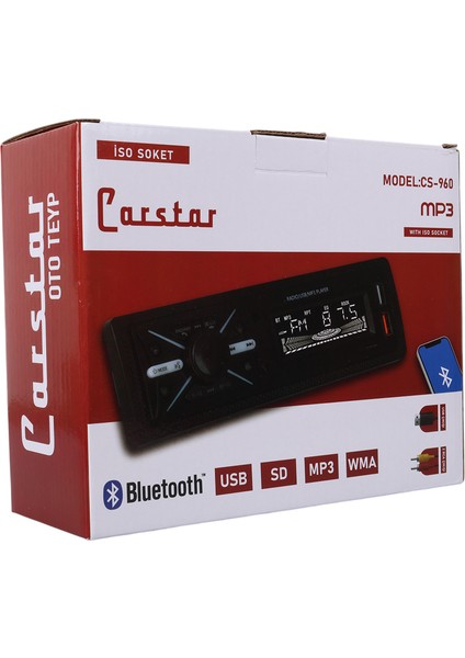 Carstar CS-960 Çift Usb/sd/fm/aux/bluetooth Kumandalı Oto Teyp 4X60 Watt fırsatları