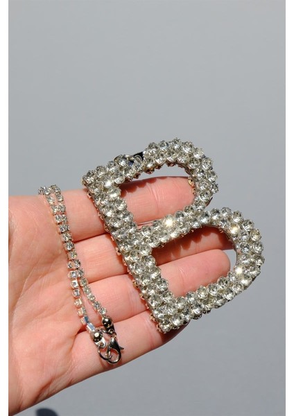 Gümüş Taşlı Dikiz Süsü Harfli 7 cm
