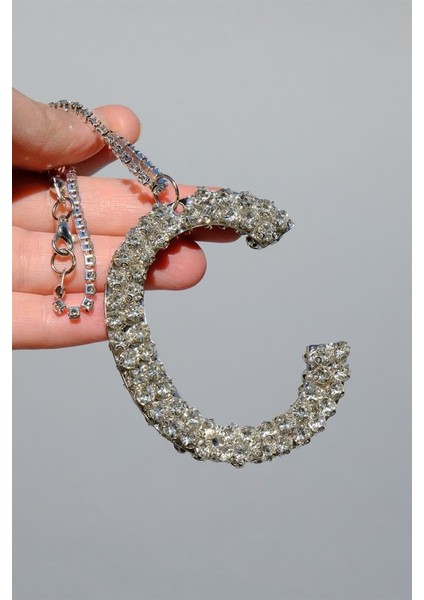 Gümüş Taşlı Dikiz Süsü Harfli 7 cm