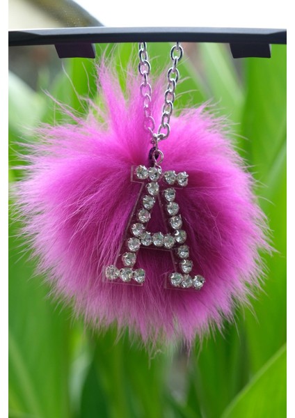 Tilki Tüyü Ponponlu Gümüş Harfli Dikiz Süsü