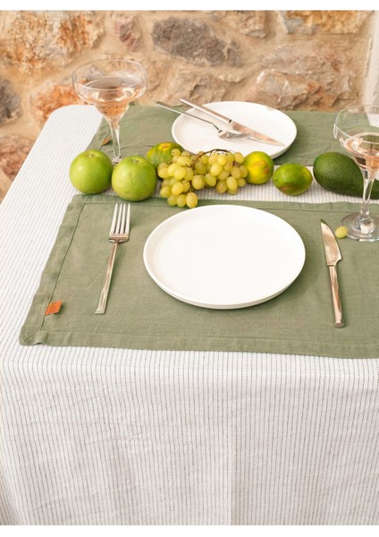 Linen Keten Masa Örtüsü Siyah-Beyaz 150 x 250