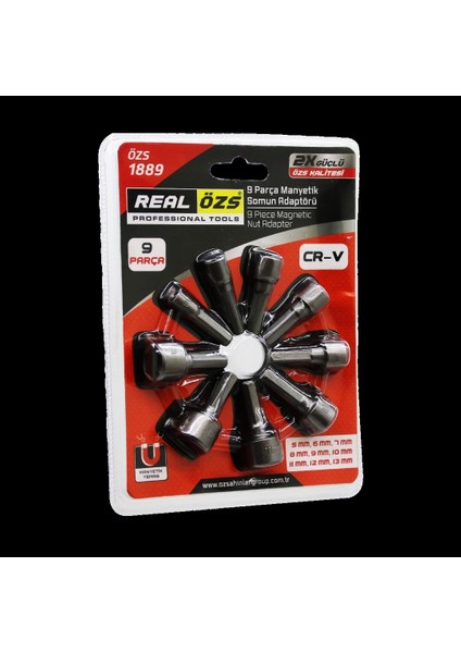 9 Parça - 5-13 mm Manyetik Somun Sökme - Çatı Adaptörü
