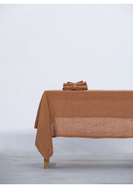 Linen Keten Masa Örtüsü Stripe Indian Tan 150 x 320