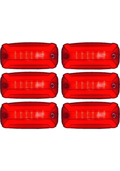 6 Adet Neon Ledli Yan Dorse Kasa Lambası 12-24 Volt Kırmızı