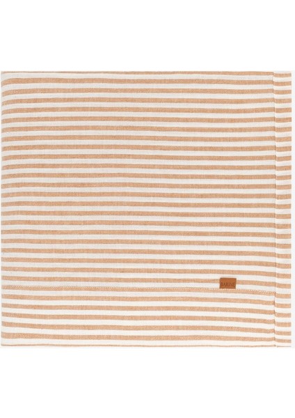 Linen Keten Masa Örtüsü Çizgili Taba 150 x 250