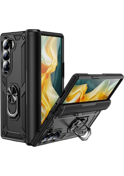 Samsung Galaxy Z Fold 6 Kılıf Magnetik Stand Olabilen Kamera Korumalı Kapak - Siyah fiyatları