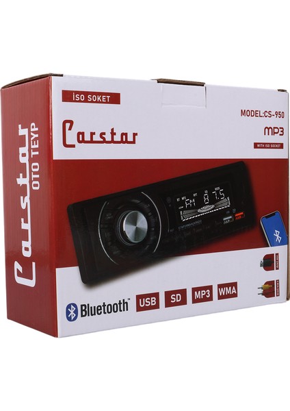 Carstar CS-950 Çift Usb/sd/fm/aux/bluetooth Kumandalı Oto Teyp 4X60 Watt fırsatları
