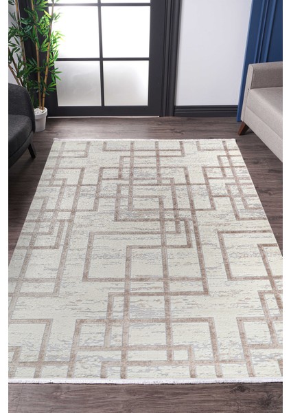 Brıstol BI004 Krem/bej Uzun Ömürlü Yumuşak Dokulu Salon Mutfak Koridor Oturma Odası Yolluk Halı