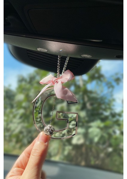 Şeffaf Gümüş Dikiz Süsü & Açık Pembe Kurdela