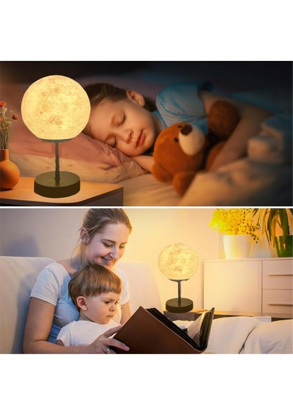 3D Ay Lambası Başucu Masası Kısılabilir Küçük Modern Yatak Odası Başucu LED Masa Lambası Gece Lambası (Yurt Dışından) fırsatları