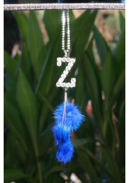 Minik Ponponlu Harfli Dikiz Süsü Saks Mavi