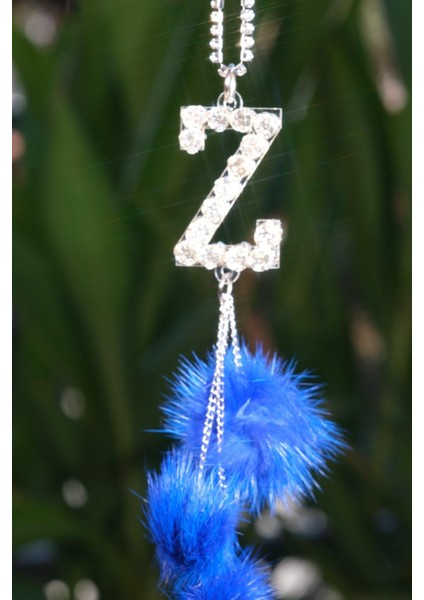 Minik Ponponlu Harfli Dikiz Süsü Saks Mavi modelleri