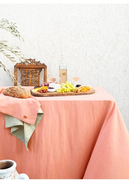 Linen Keten Masa Örtüsü Şeftali 150 x 320