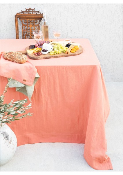 Linen Keten Masa Örtüsü Şeftali 150 x 320