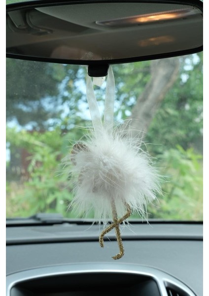 Flamingo Dikiz Süsü Gold Taş & Beyaz Tüy fiyatları