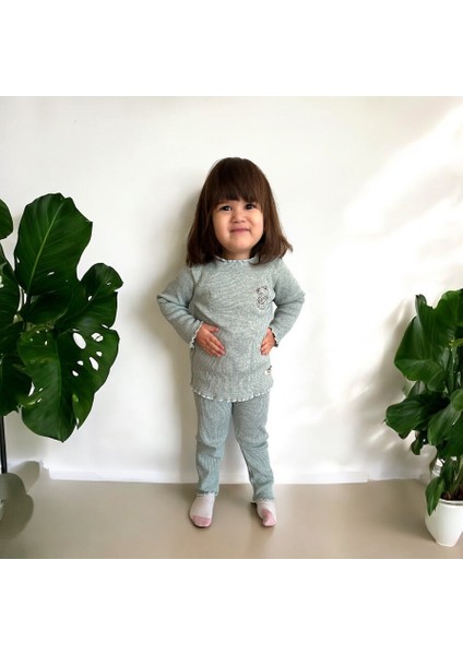 Ayıcık Nakışlı %100 Pamuk Fitilli Takım – Yumuşacık ve Şık!