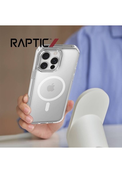 iPhone 16 Pro Max Kılıf Magsafe Uyumlu Airbag Tasarımlı Raptic Clear Serisi Şeffaf Kapak Beyaz
