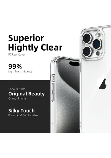 iPhone 16 Pro Max Kılıf Magsafe Uyumlu Airbag Tasarımlı Raptic Clear Serisi Şeffaf Kapak Beyaz