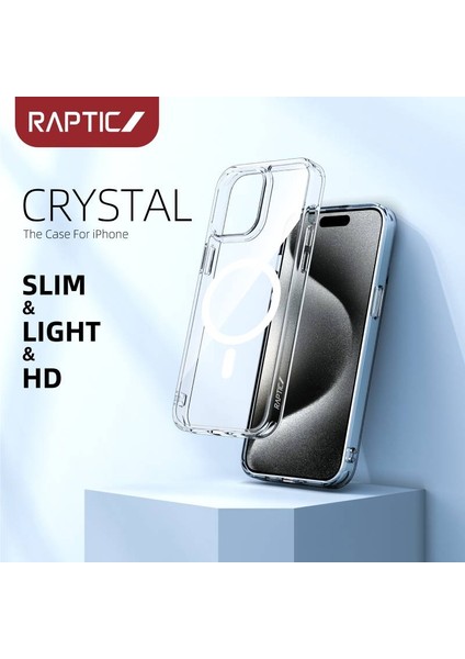 iPhone 16 Pro Max Kılıf Magsafe Uyumlu Airbag Tasarımlı Raptic Clear Serisi Şeffaf Kapak Beyaz