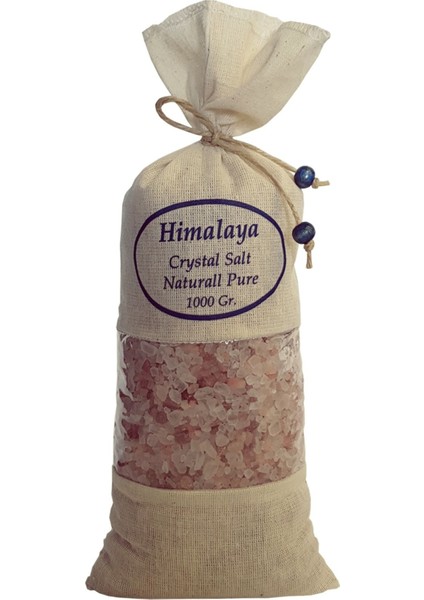 Himalaya Tuzu 1 Kg. Bez Torbada Iri Taneli Açık Pembe Renk Himalaya Orijinal Tuz