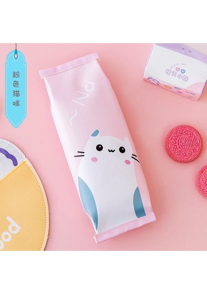 Kawaii Kore Pembe Beyaz Kedili Pati Kalemlik Kalem Kutu Makyaj Çantası Doğum Günü Karne Hediye