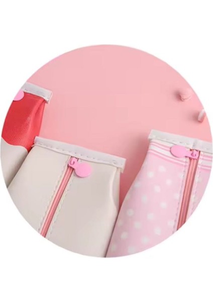 Kawaii Çilekli Strawberry Pembe Kalemlik Kalem Kutu Makyaj Çantası Doğum Günü Karne H