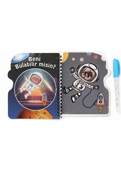 Uzay ve Astronot Temalı Sulu Sihirli Boyama Kitabı - Özel Sulu Kalem ile Water Painting modelleri