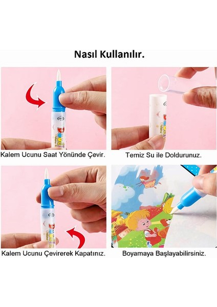 Uzay ve Astronot Temalı Sulu Sihirli Boyama Kitabı - Özel Sulu Kalem ile Water Painting fırsatları