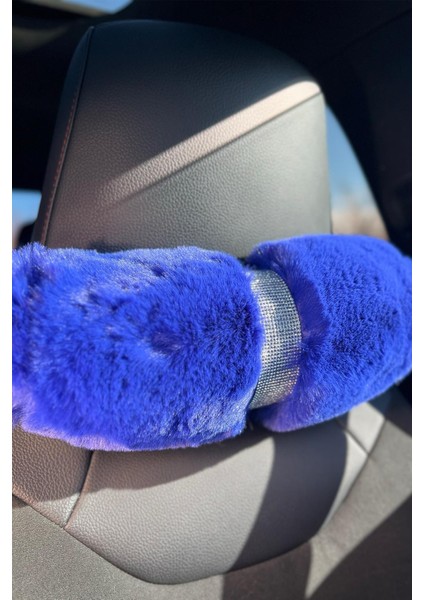 Saks Mavi Kürk Gümüş Taş Şeritli Boyun Yastığı 2 Adet fiyatları