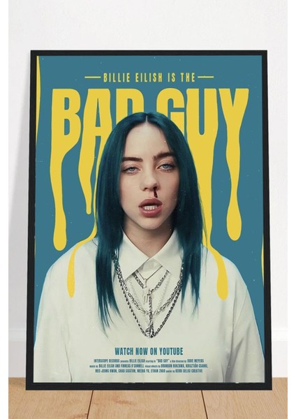 Kağıt Poster Billie Eilish Bad Guy Kuşe Kalın (30X42 Cm)
