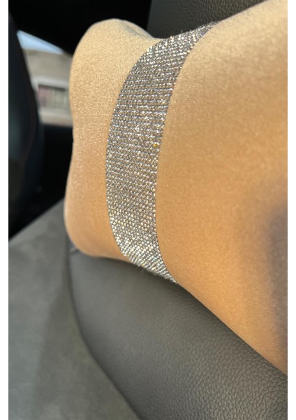 Krem Düz Kadife Gümüş Dik Şeritli Boyun Yastığı 2 Adet fiyatları