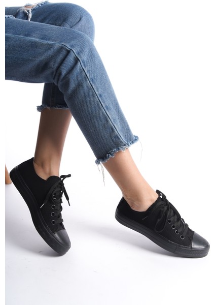 Siyah Kadın Kısa Keten Spor Ayakkabı Günlük Sneakers Cnv7 fiyatları